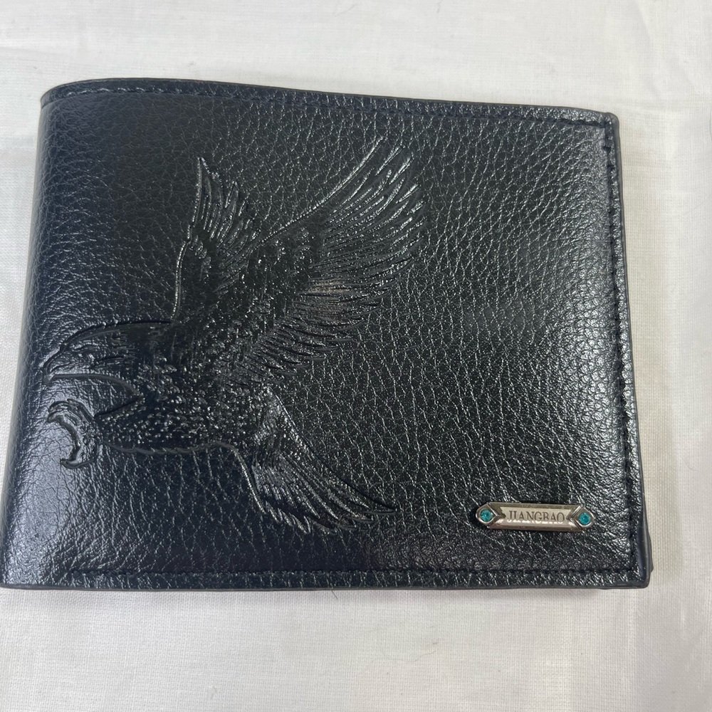 JLANGBAO Eagle Bifold Mens Wallet Black‎